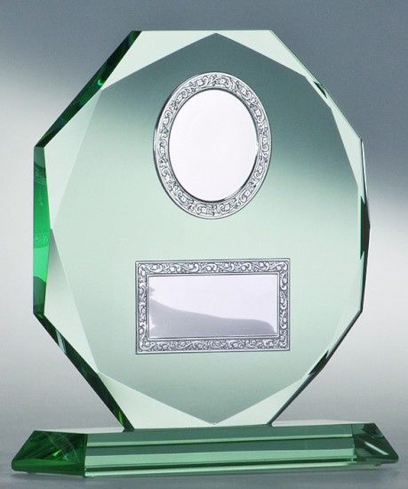 A66509 Jade-Glaspokal mit Metallfassung | 20,0 cm