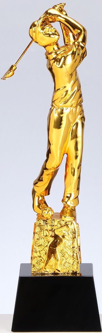 A68416 Golf Design-Trophäe mit Kristallglas-Sockel | 28,0 cm