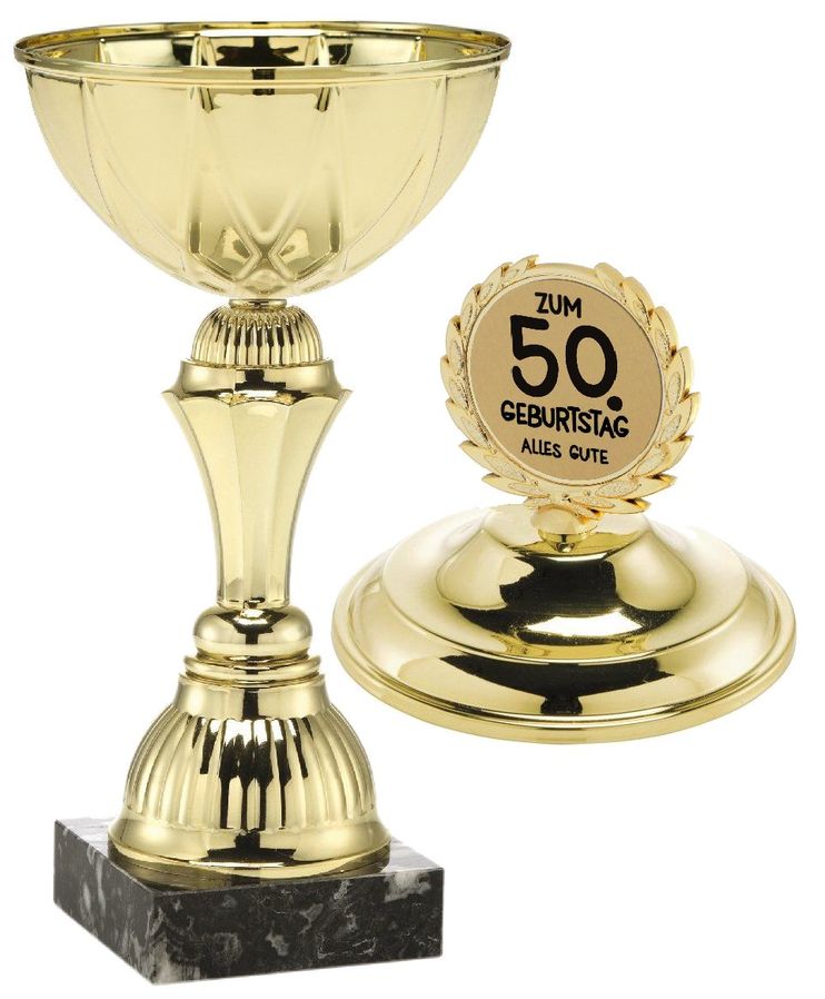 5390 Pokal Geschenk zum Geburtstag mit Emblem u. Sockelbeschriftung | 26,5 cm