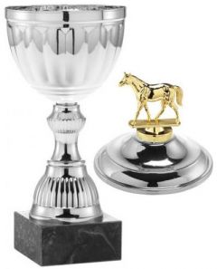 1020.046 Reitsport - Pferde Pokale mit Deckelfigur inkl. Beschriftung | Serie 7 Stck.