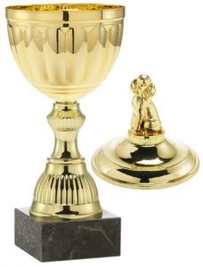1021.049 Pudel - Bowling Pokale mit Deckelfigur inkl. Beschriftung | Serie 7 Stck.