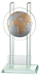 140.BL18 Welt - Globus Glaspokal/trophäe inkl. Beschriftung | 3 Größen