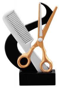 39781 Friseur Kunstharzfigur inkl. Beschriftung | 14,4 cm