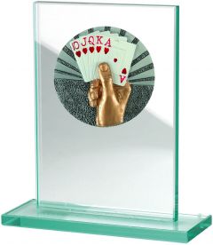 W511.044 Skat - Poker Glastrophäe inkl. Beschriftung | 100x150 mm