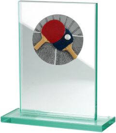 W511.013 Tischtennis Glastrophäe inkl. Beschriftung | 100x150 mm