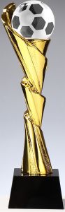 A68418 Fussball Design-Trophäe auf schwarzen Kristallglas-Sockel | 30,0 cm