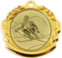 9360.307 Ski - Abfahrt Medaille 70 mm Ø inkl. Band / Kordel | montiert