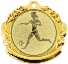 9360.220 Damenfussball Medaille 70 mm Ø inkl. Band / Kordel | montiert