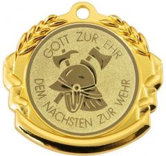 9360.445 Feuerwehr Medaille 70 mm Ø inkl. Band / Kordel | montiert