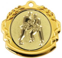 9360.022 Judo Medaille 70 mm Ø mit 3D Motiv inkl. Band / Kordel | montiert