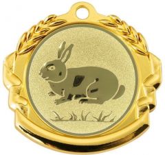 9360.266 Kaninchen Medaille 70 mm Ø inkl. Band / Kordel | montiert