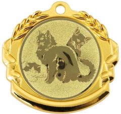 9360.403 Katzen Medaille 70 mm Ø inkl. Band / Kordel | montiert