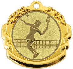 9360.210 Tennis Damen Medaille 70 mm Ø inkl. Band / Kordel | montiert