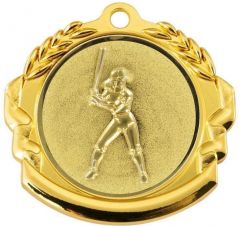 9360.033 Baseball Damen Medaille 70 mm Ø mit 3D Motiv inkl. Band / Kordel | montiert