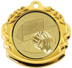 9360.026 Handball Medaille 70 mm Ø mit 3D Motiv inkl. Band / Kordel | montiert