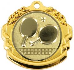9360.016 Tischtennis Medaille 70 mm Ø mit 3D Motiv inkl. Band / Kordel | montiert