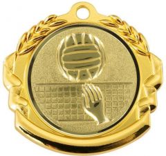 9360.029 Volleyball Medaille 70 mm Ø mit 3D Motiv inkl. Band / Kordel | montiert