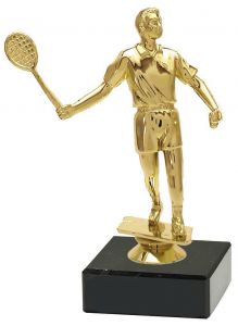 M34044 Badminton Pokal-Figur mit Marmorsockel inkl. Beschriftung | 16,6 cm