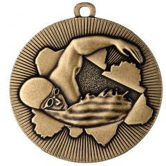 D50.01C Schwimmer Medaille 50 mm Ø inkl. Band o. Kordel | montiert