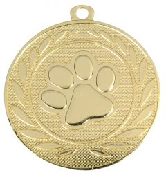 DI5000.Y Hunde-/Katzenpfoten Medaille 50 mm Ø inkl. Kordel / Band | montiert