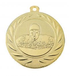 DI5000.H Schwimmer Medaille Meerbusch 50 mm Ø inkl. Kordel / Band | montiert