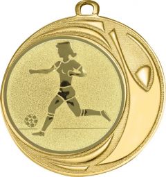 DI7006.220 Fussball - Frauen Medaille 70 mm Ø inkl. Kordel / Band | montiert