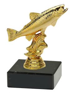M34030 Angler - Forelle Pokal-Figur mit Marmorsockel inkl. Beschriftung | 12,6 cm
