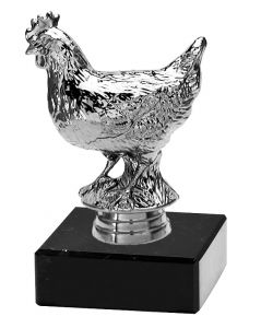 M34298 Huhn - Kleintierzucht Pokal-Figur mit Marmorsockel inkl. Beschriftung | 12,3 cm