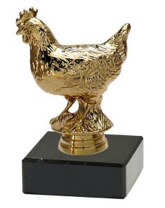 M34296 Huhn - Kleintierzucht Pokal-Figur mit Marmorsockel inkl. Beschriftung | 12,3 cm