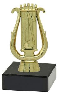 M35136 Musik - Lyra Pokal-Figur mit Marmorsockel inkl. Beschriftung | 12,8 cm