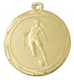 ME111 Damen-Fussball Medaille 45 mm Ø inkl. Kordel / Band | montiert