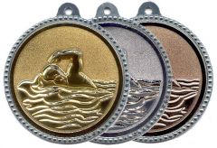 SME.019 Schwimmer Medaillen 56 mm Ø inkl. Band / Kordel | montiert