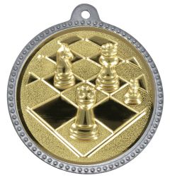 SME.013 Schach Medaillen 56 mm Ø inkl. Band / Kordel | montiert