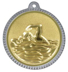 SME.019 Schwimmer Medaillen 56 mm Ø inkl. Band / Kordel | montiert