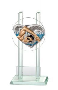 140.FG2516 Schwimm - Schwimmer Glaspokal/trophäe inkl. Beschriftung | 3 Größen