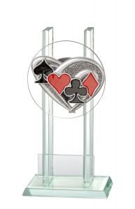 140.FG2518 Skat - Poker Glaspokal/trophäe inkl. Beschriftung | 3 Größen
