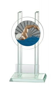 W140.008 Schwimm Schwimmer Glaspokal/trophäe inkl. Beschriftung | 3 Größen