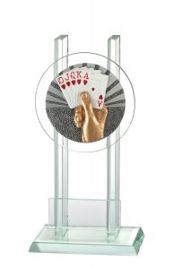 140.BL44 Skat - Poker Glaspokal/trophäe inkl. Beschriftung | 3 Größen