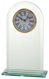 W540 Glaspokal mit Uhrwerk inkl. Beschriftung (Metallschild) | 20,0 cm h