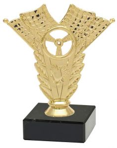 M34351 Zielflagge - Motorsport Pokal-Figur mit Marmorsockel inkl.  Gravur | 14,5 cm